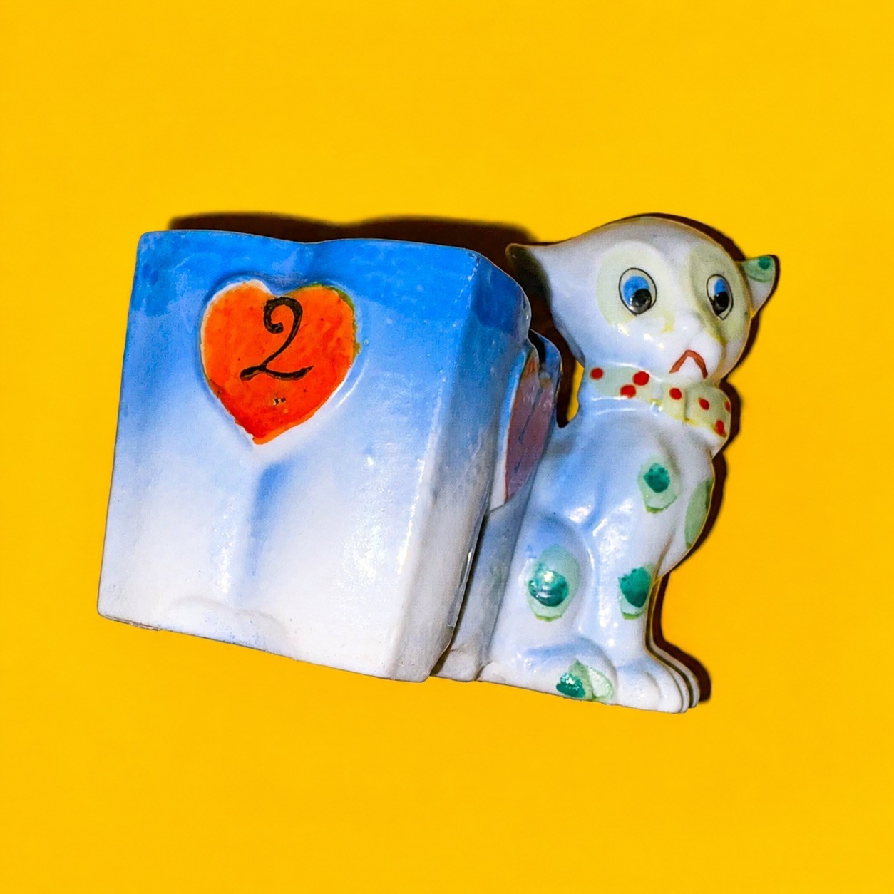 😻 CUTE! Funny Little Cat Kitten Planter Figurine Japan 1950s Kitschy