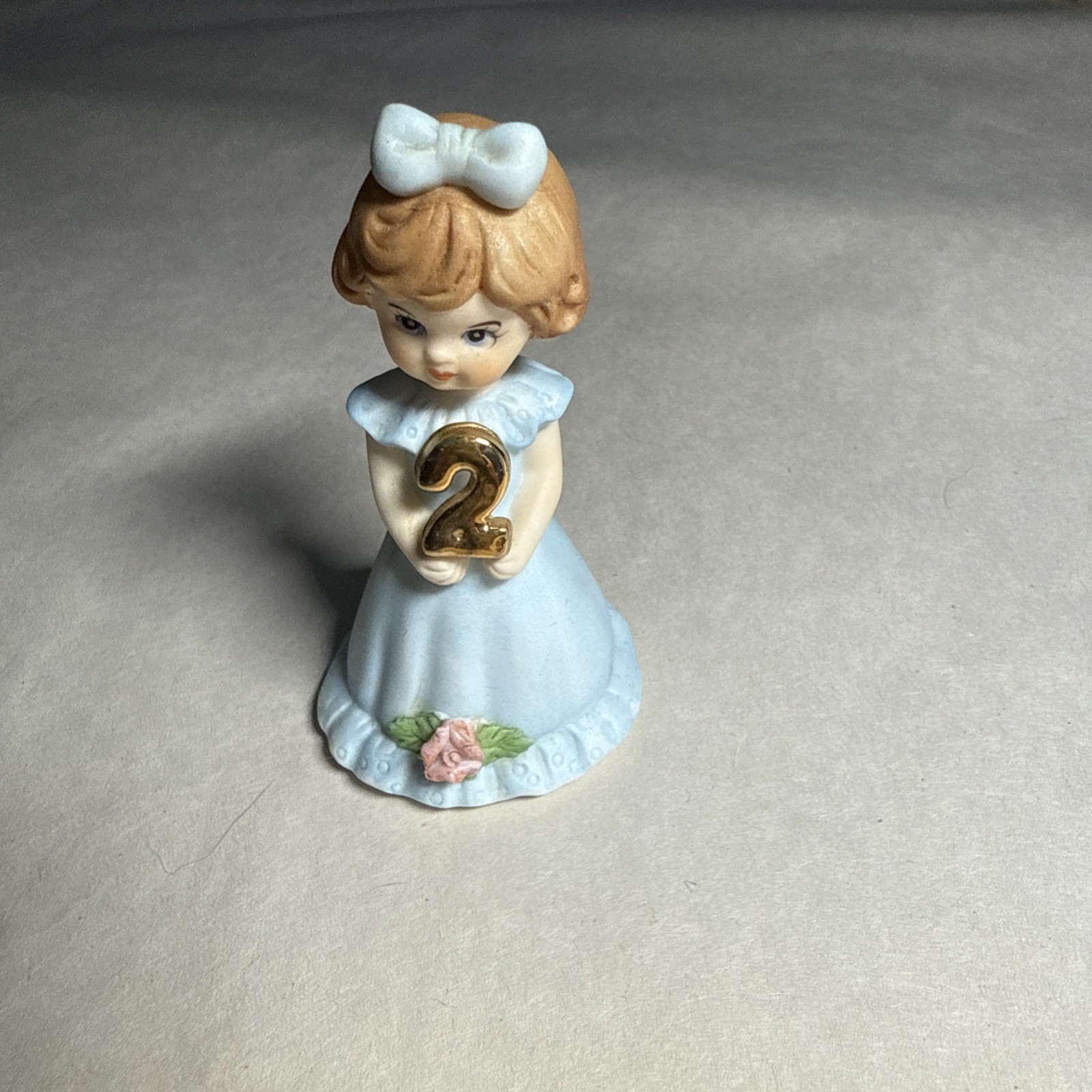Vintage Enesco Growing Up Girls Age 2, Brunette, no box 1982