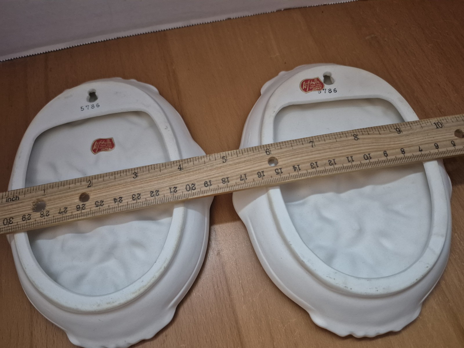 Vtg Lefton Japan 3D Floral Wall Plaques Ceramic/Porcelain Numbered Set Of 2 Read