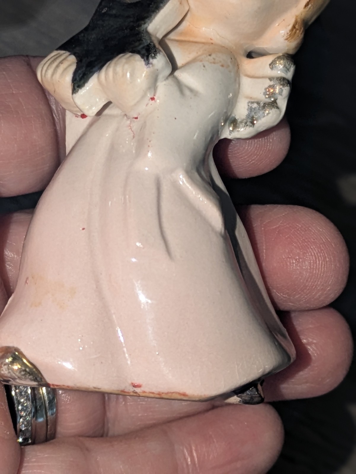 Ucagco Pink Angel Girl with Star Kitschy Cute Ceramic Figurine JAPAN Vtg 1950s