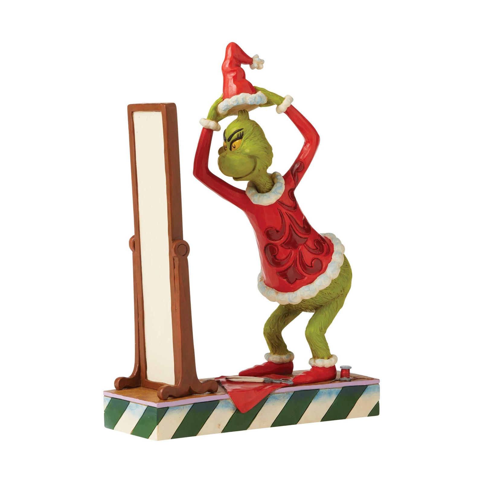 Jim Shore The Grinch Dressing in Santa Suit Figurine, 8.86″ H, Multicolor