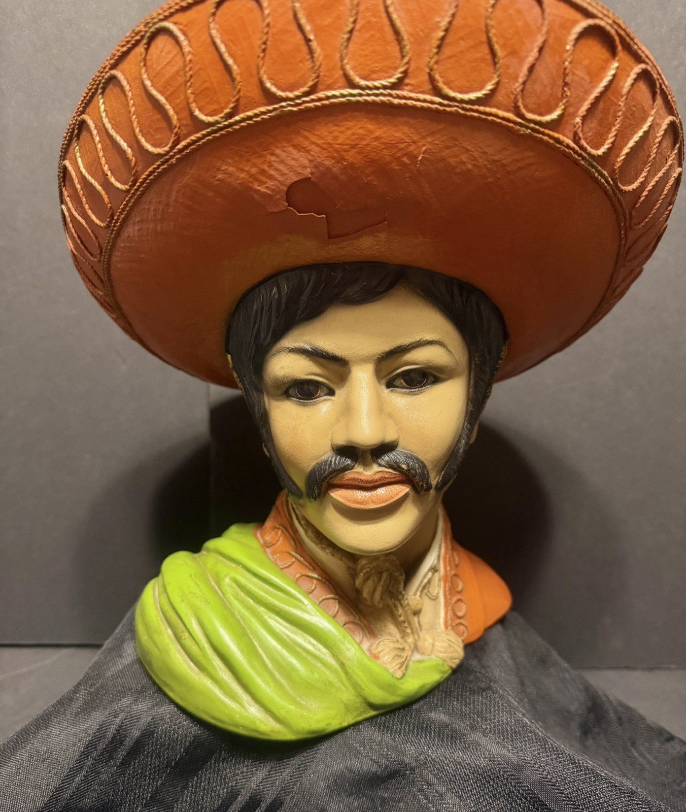 Awesome Vintage Marwal Spanish Man Bust Sculpture Chalkware 11” Tall