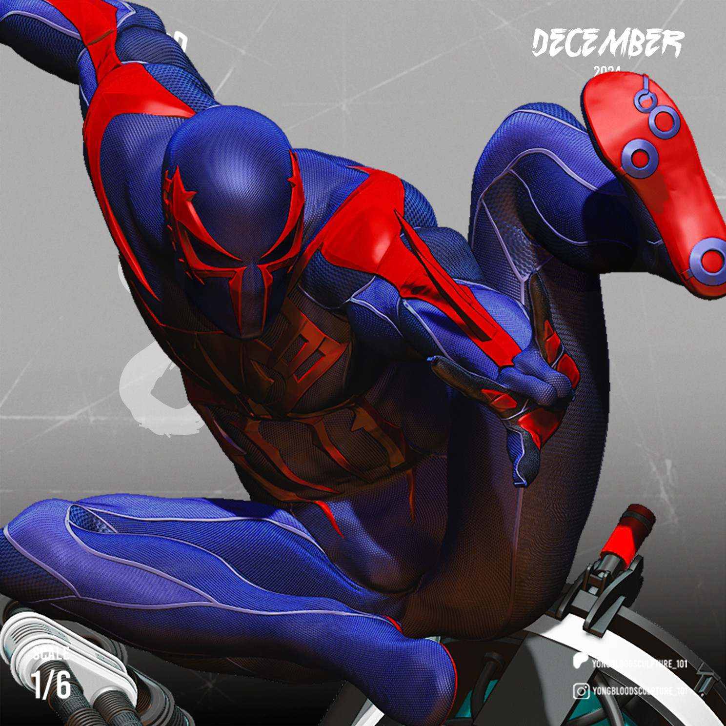 Spider-Man 2099 Blue Suit Figurine Marvel Hand Painted Model / DIY Kit 13 pcs