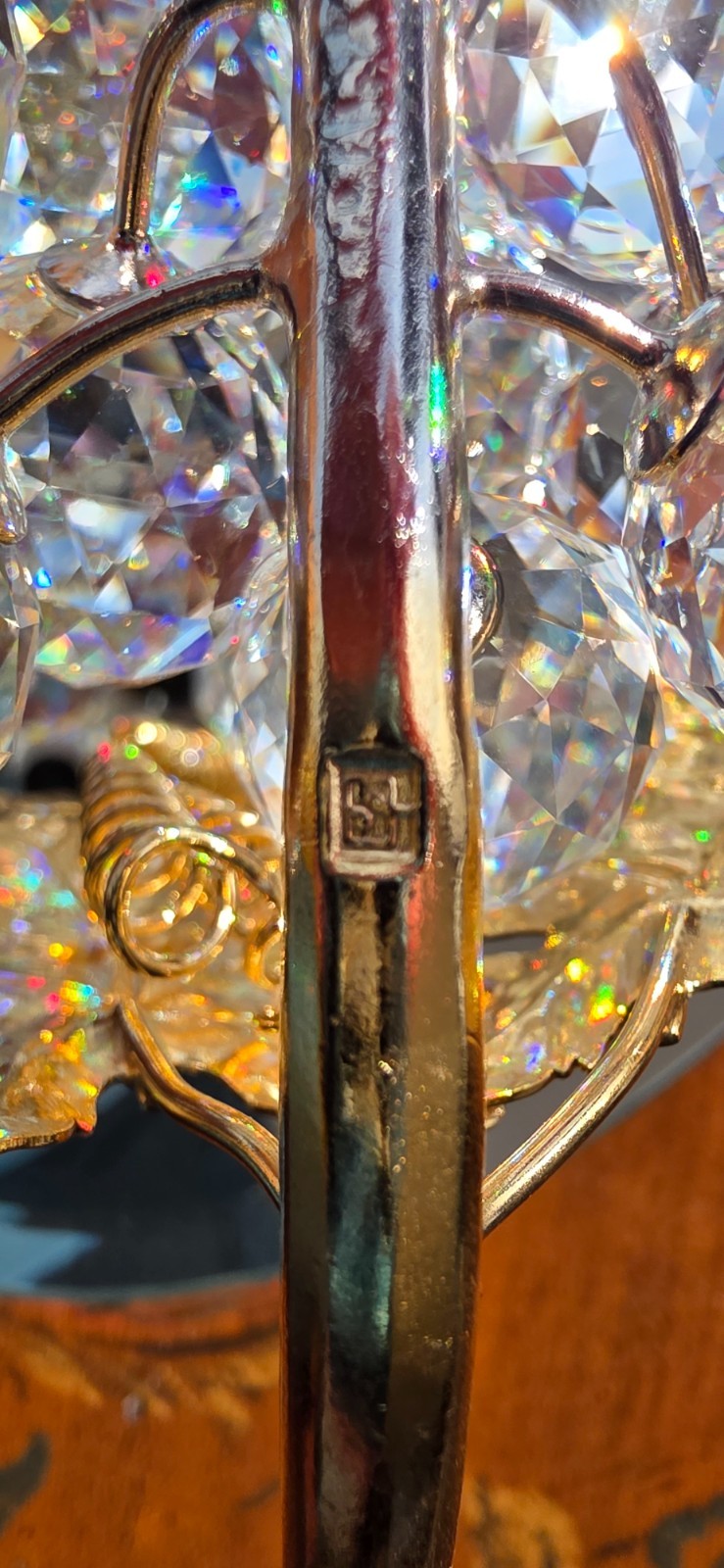 Swarovski Crystal 23 Grapes Bunch Gold Stem Large Retired Vintage w/ Box #011864