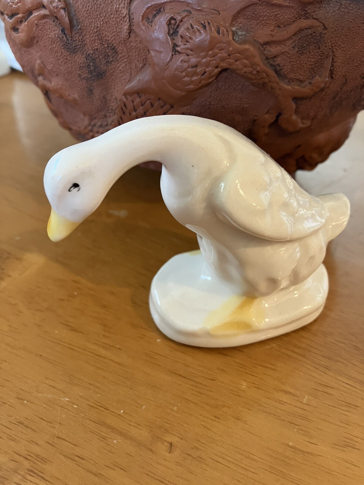 Vintage Mini White Porcelain Duck Figurine 2.75 x 3.5 inches