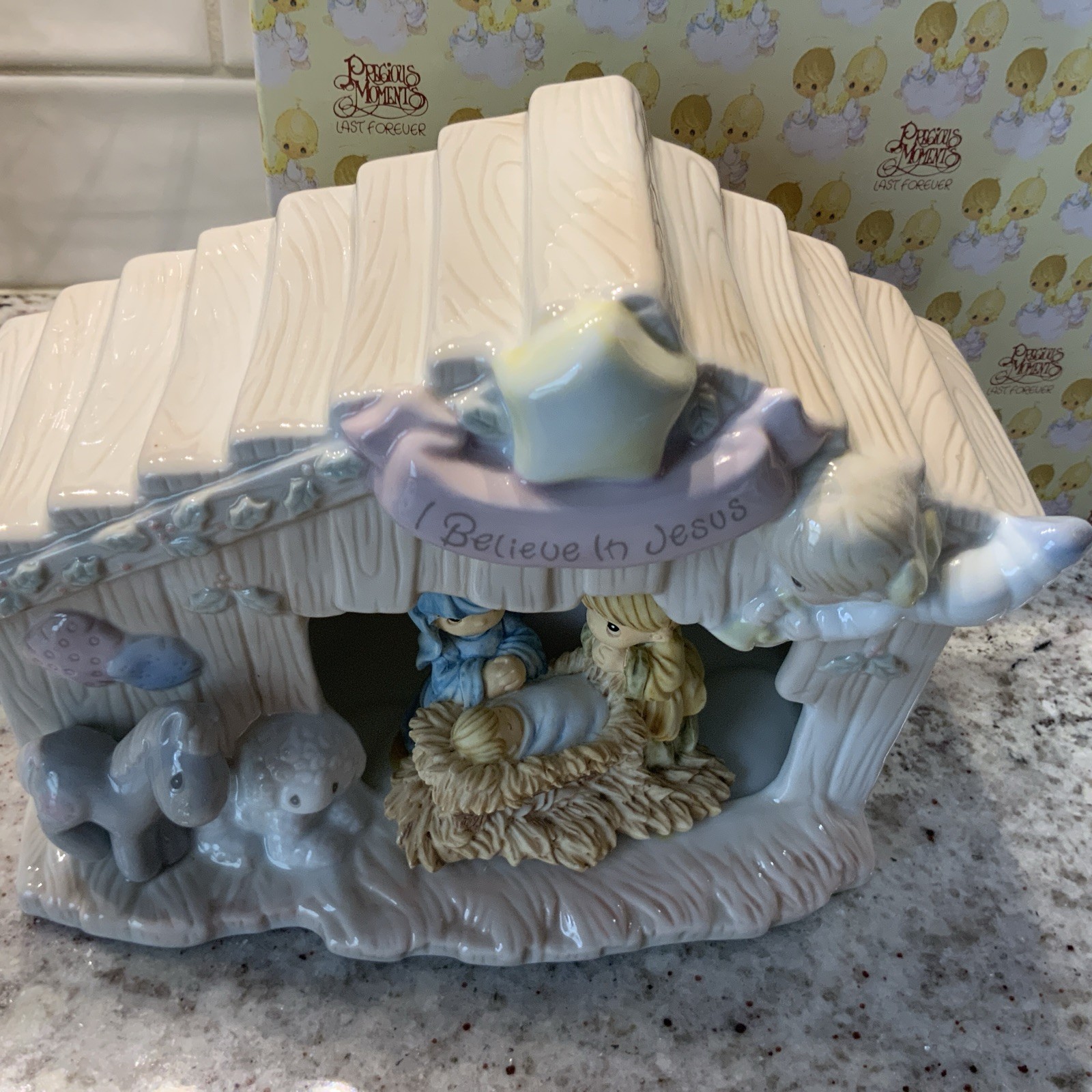 Precious Moments light up Nativity Scene, I Believe in Jesus MISSING LIGHT