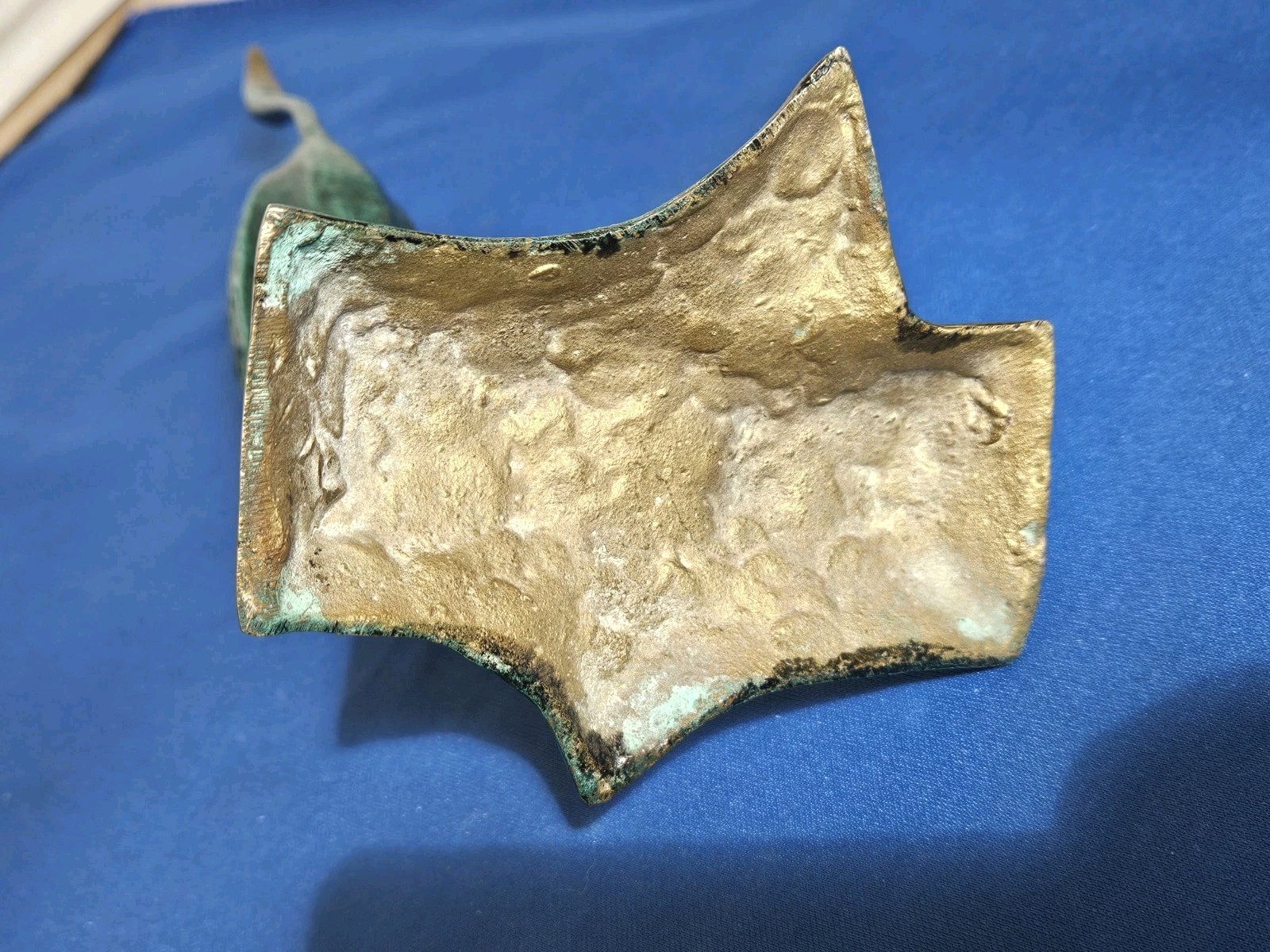 Vintage Mid Century Modern Cast Brass Heron / Egret Sculpture with Verdigris…