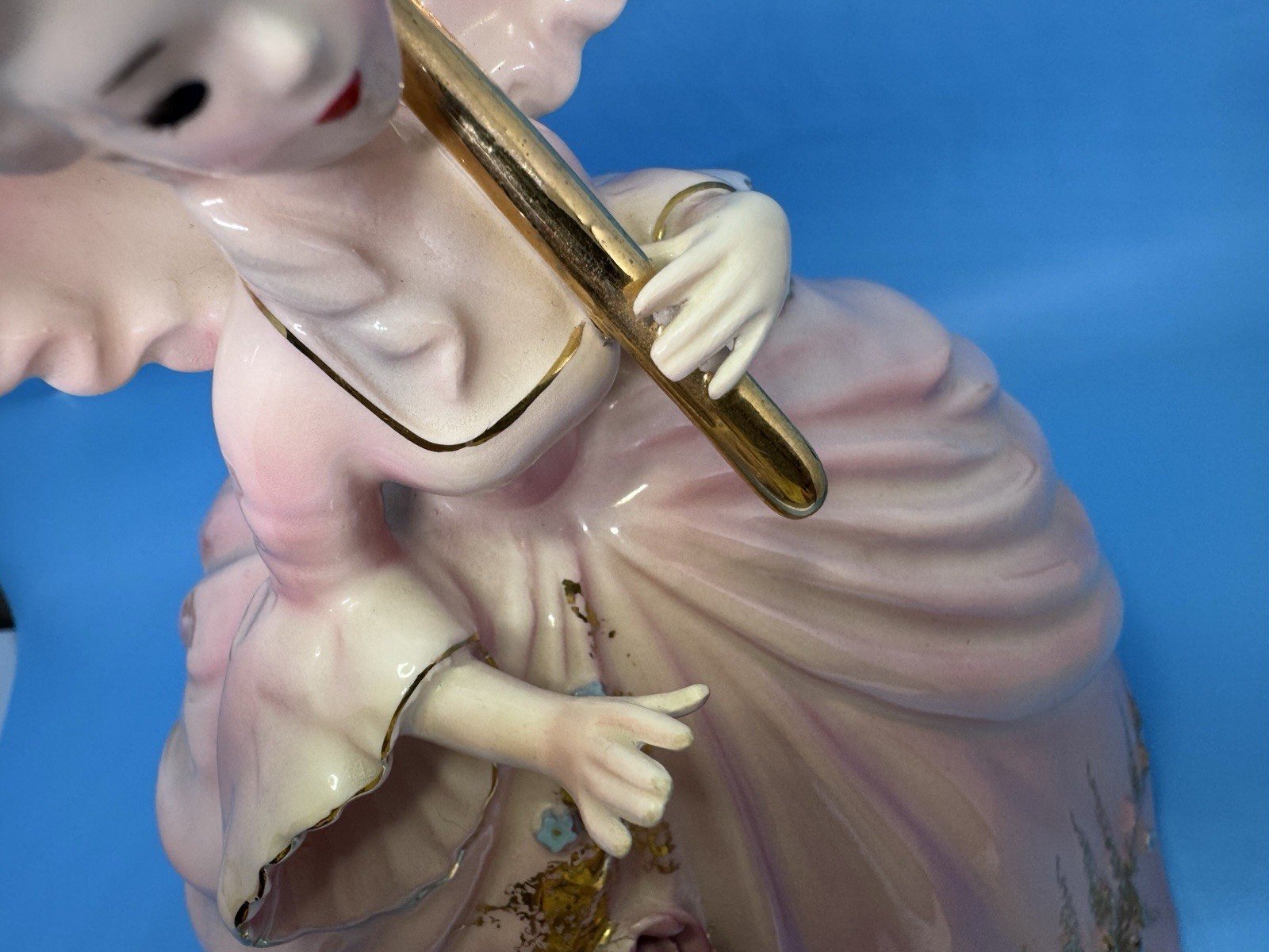 Josef Originals Colonial Days Series “Caroline” Figurine Pink Parasol Gold Roses