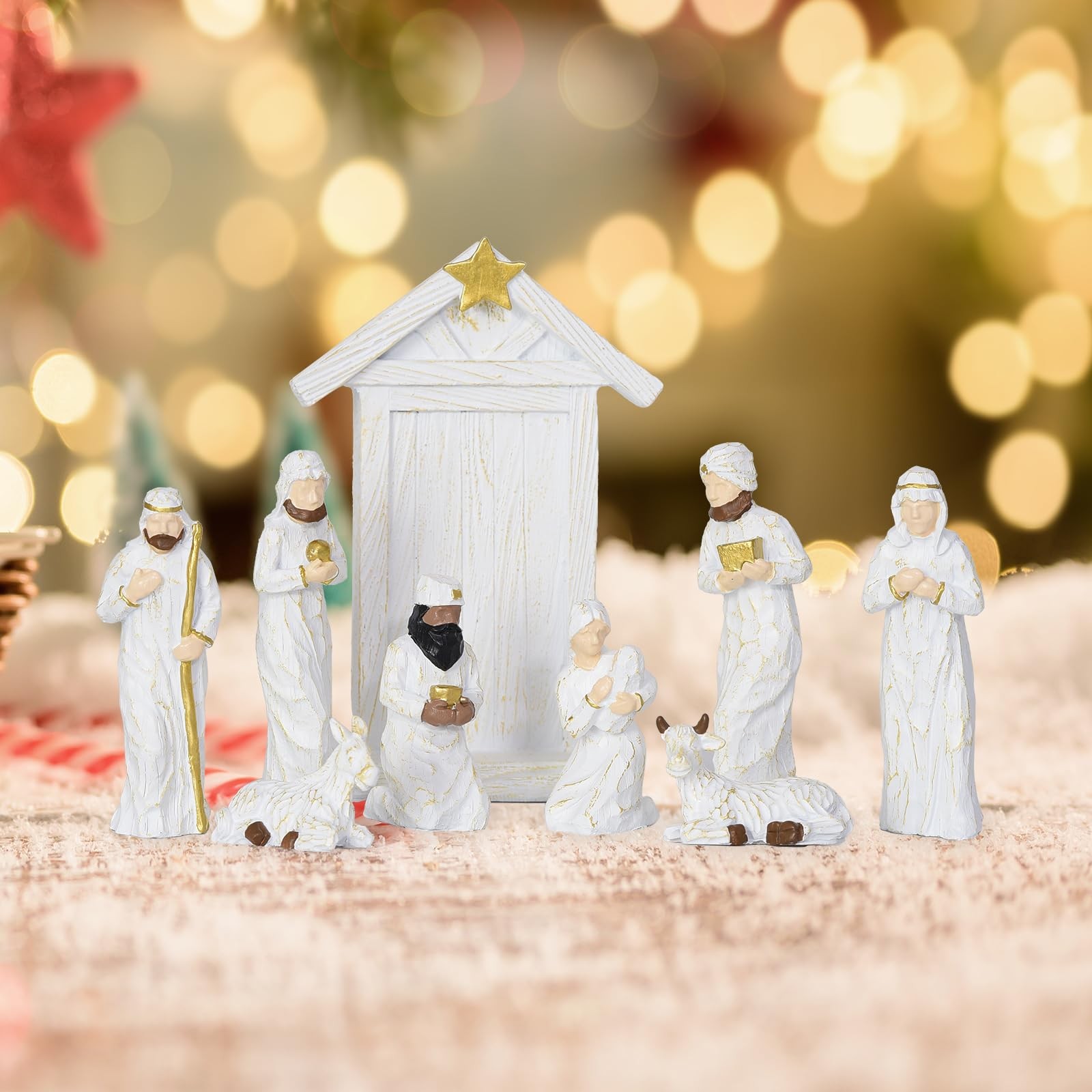 Nativity Set Figurine Christmas Jesus Nativity Scene Collection 9 Pcs Christm…