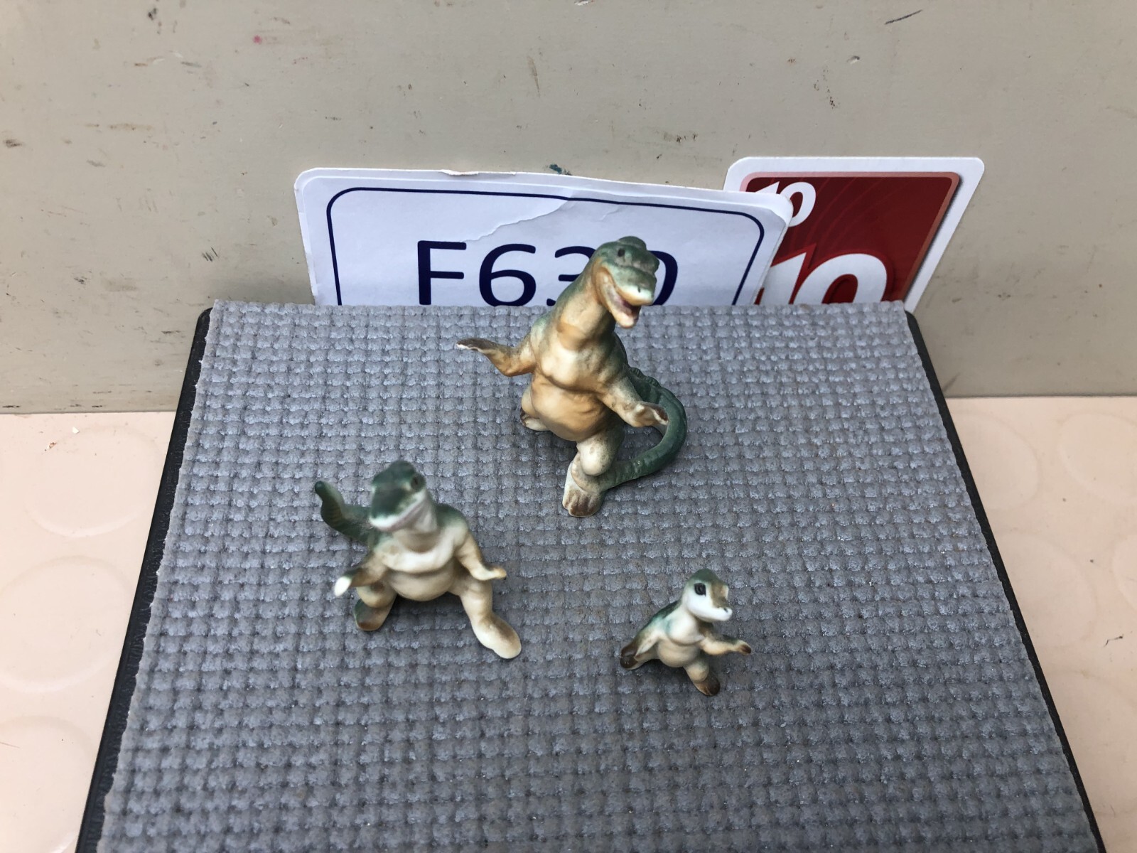 Vintage Bone China Miniature T-Rex Dinosaur Figurine Family Lot of 3