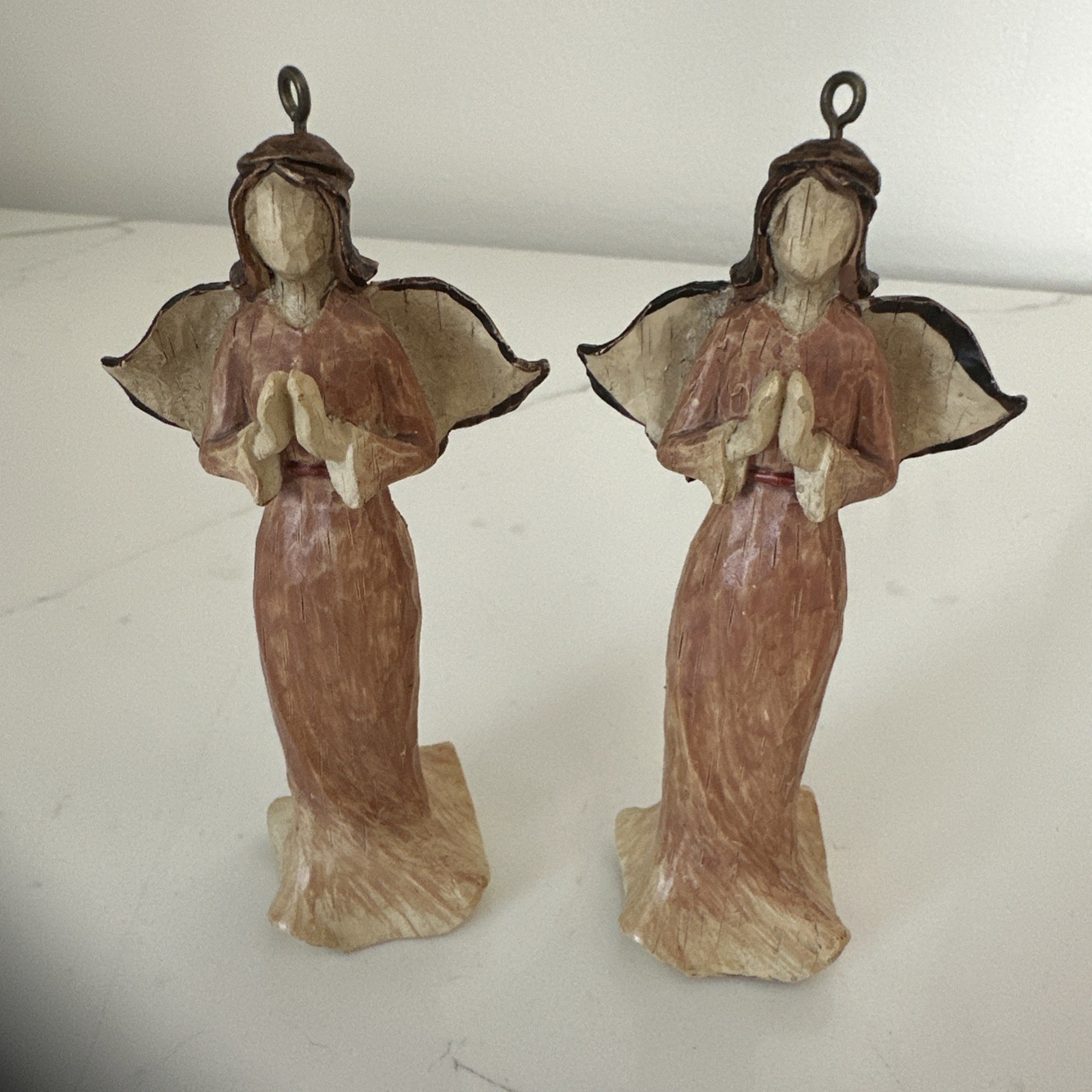 Vintage Pair Of Beautiful Praying Angel Ornaments