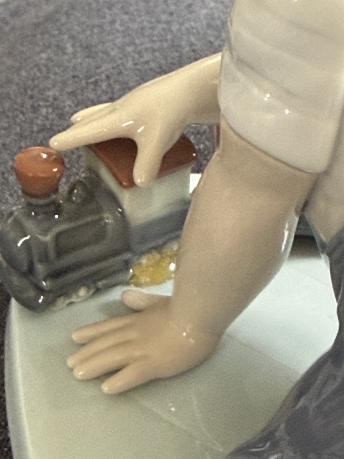Lladro All Aboard # 7619 Boy with Train Retired Glossy Porcelain Figurine Signed