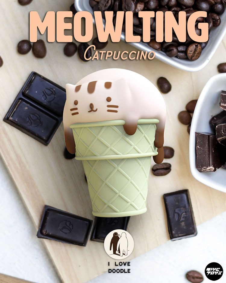MIGHTY JAXX MEOWLTING CATPUCCINO Limited Vinyl Fashion Figure 15cm New In Stock