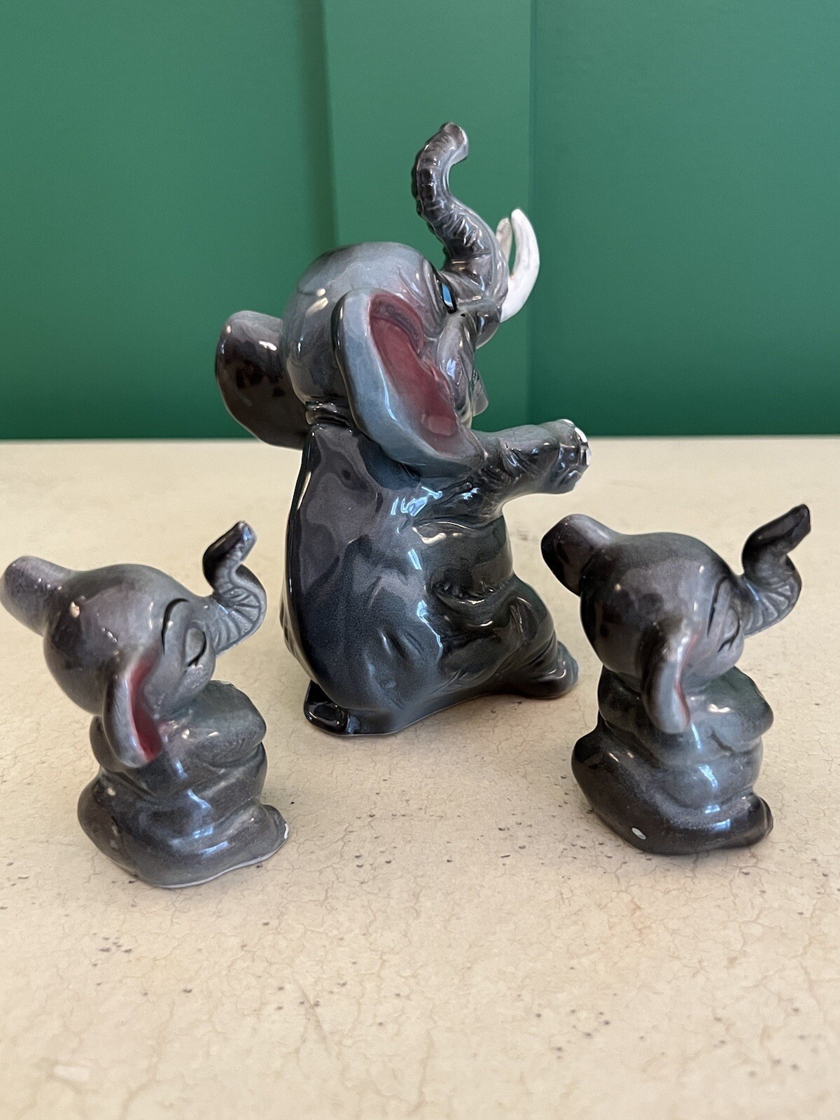 VINTAGE Kreiss Elephants Mama and two Babies RARE set