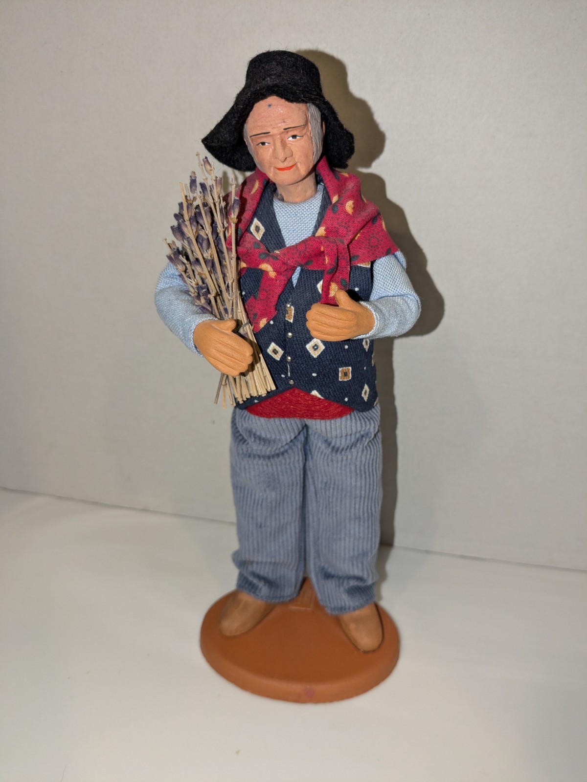 Vtg French Santons de Provence Terracotta Old Man Figurine Claude Carbonel Read