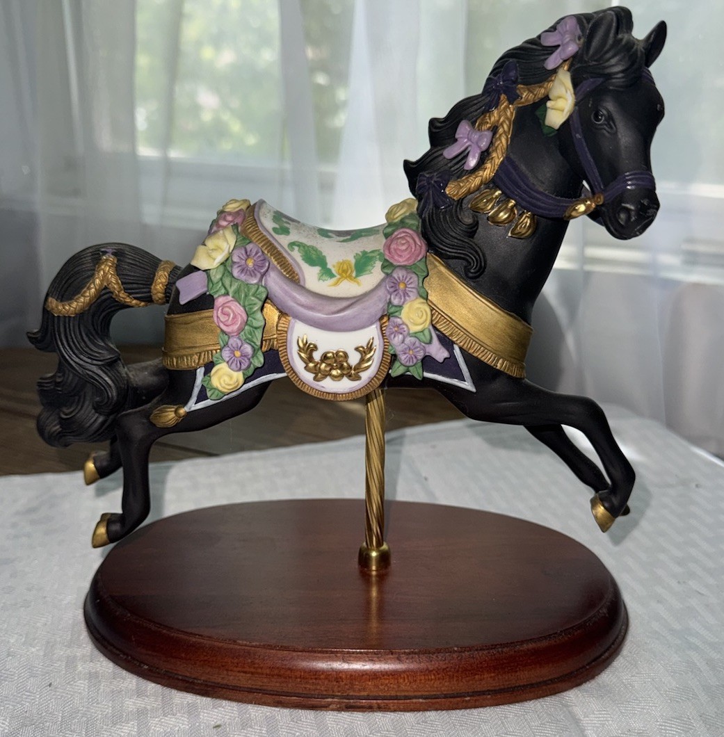 Vintage 1993 LENOX Carousel Midnight Charger Horse Black Beauty Decorative