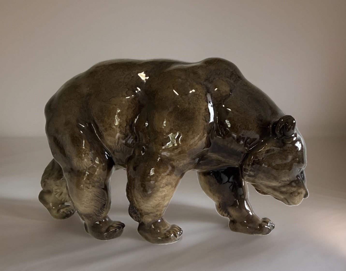 Mid-Century Hutschenreuther Germany Large Brown Bear Porcelain Figurine 12” Long