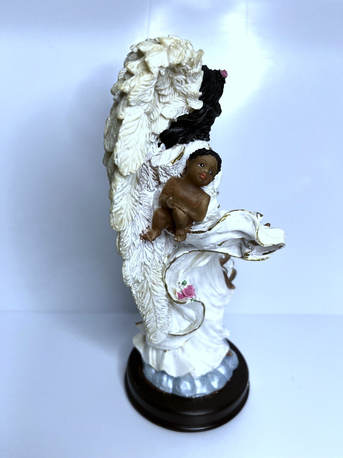 2002 Vintage Ebony Treasures African American Guardian Angel Statue Figurine