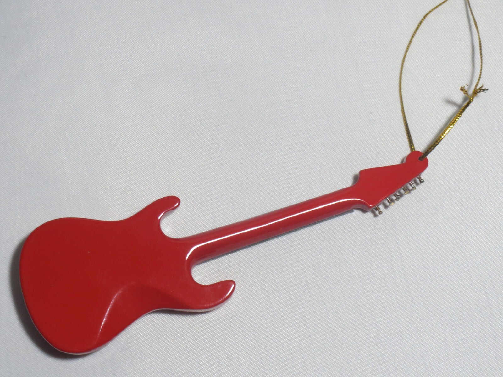 5 1/2″ Red Strat Style Handmade Wood Guitar Miniature Christmas Tree Ornament