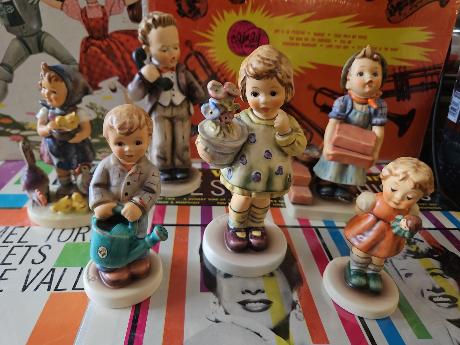 LOT OF 6 GOEBEL HUMMEL FIGURINES W. GERMANY Signed Various Trademark (LOT D)