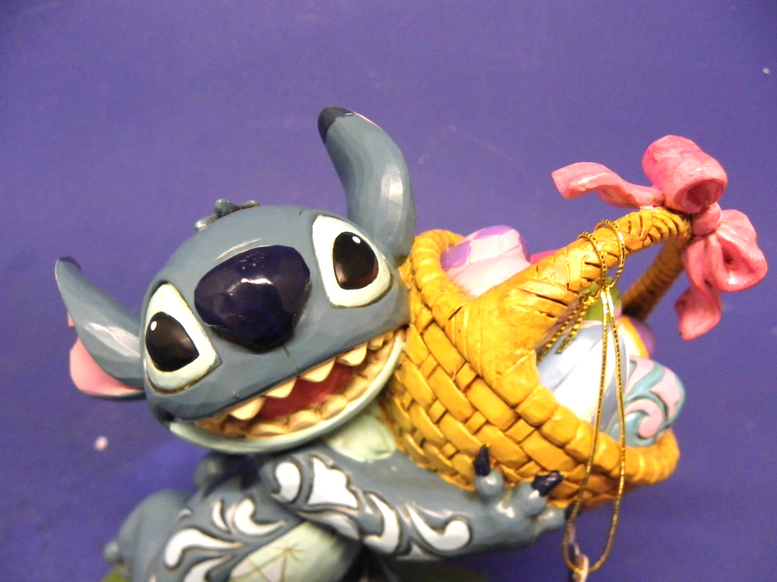 Jim Shore Bizarre Bunny Stitch Running w/Easter Basket Disney Traditions 6008075
