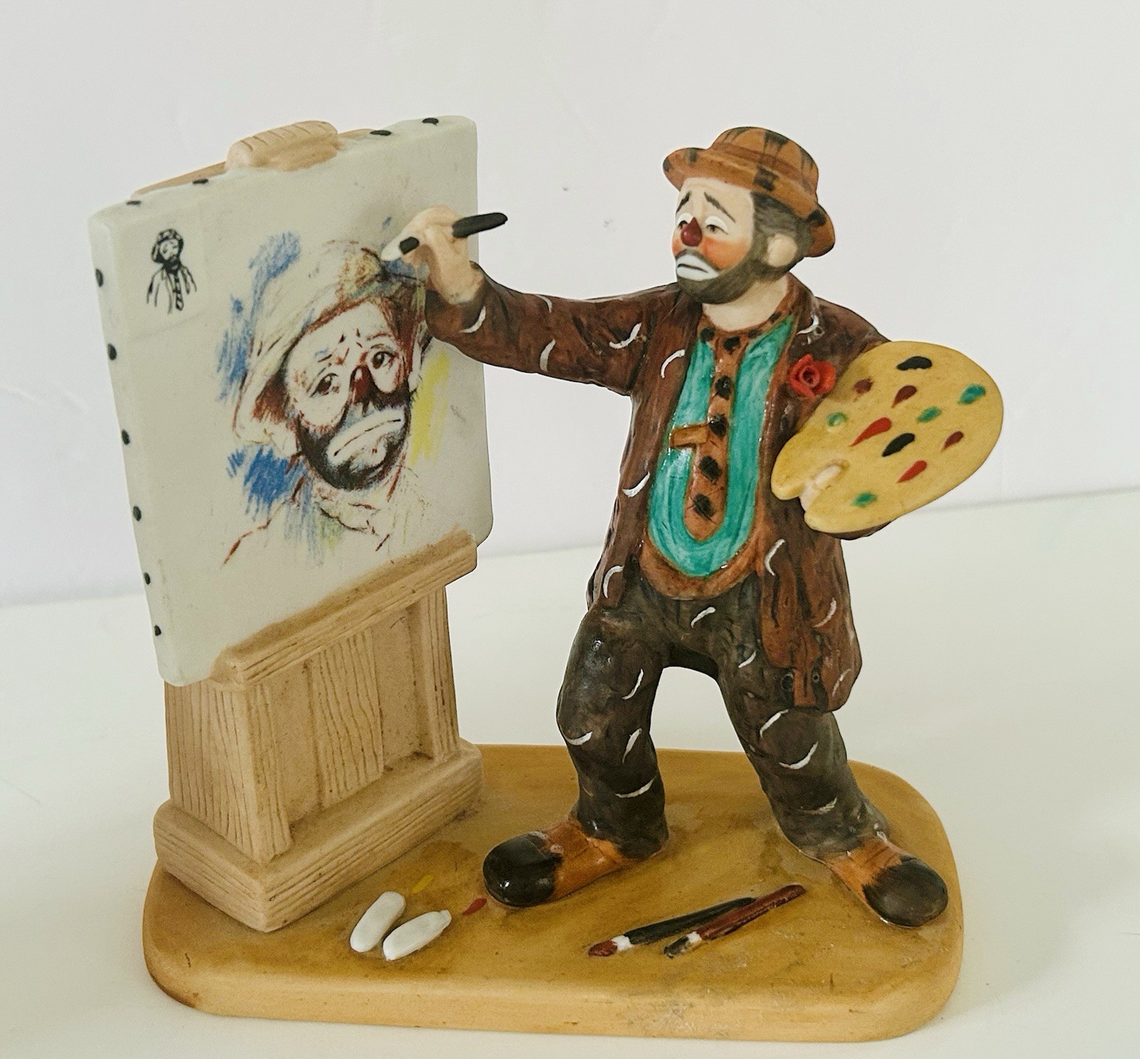 Lot of 2 Emmett Kelly Jr Clown Figurines Flambro Self Portrait, Why Me? Ceramic