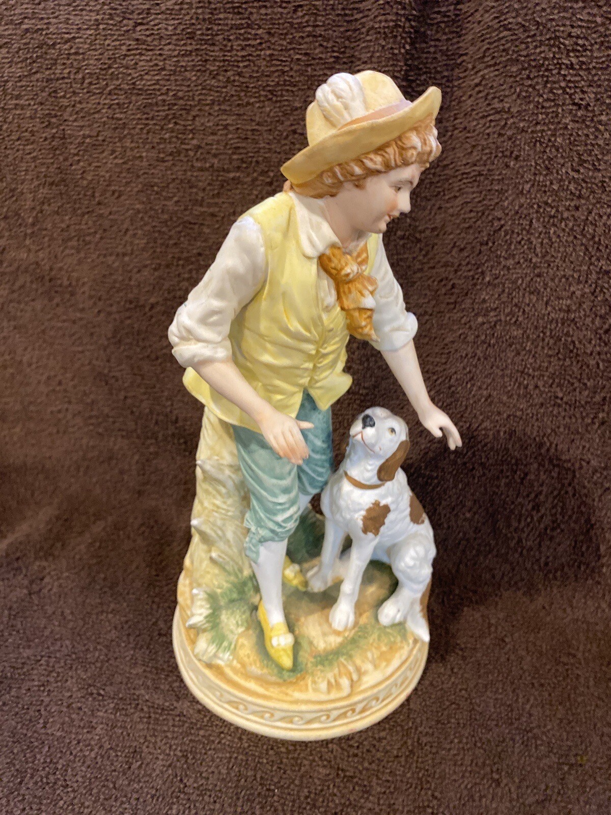 Ethan Allen American Traditional Interiors English Boy W Dog Figure 11”