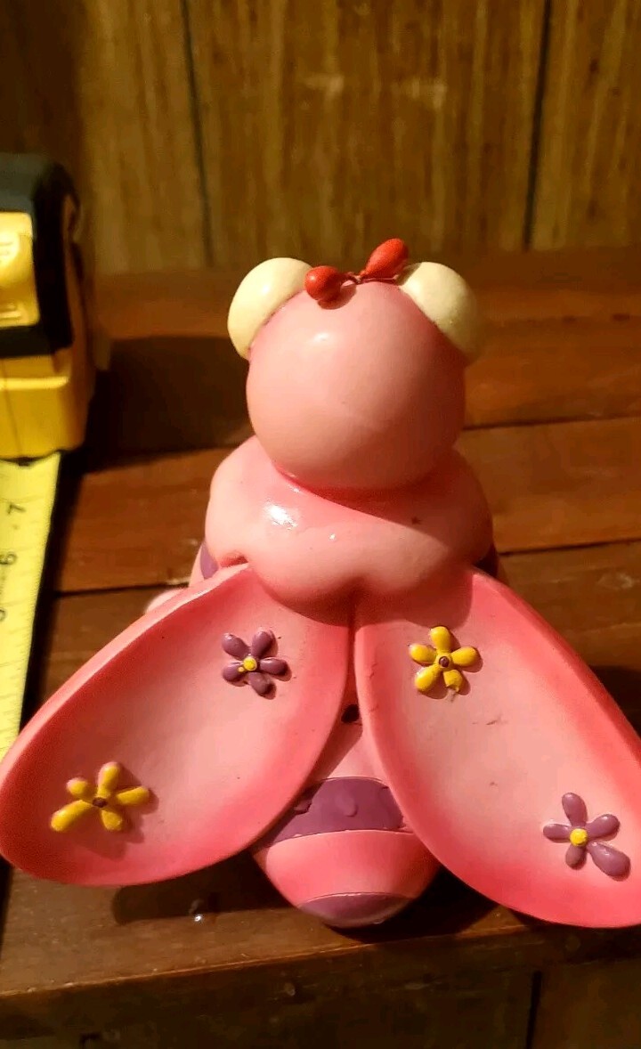 Pink Purple Floral 7″ Dangle Leg Bee Bug Figurine Shelf Sitter