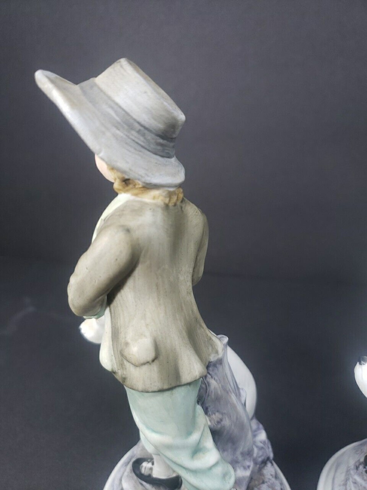 Andrea by Sadek Boy & Girl Dog Bisque Porcelain Figurines Ethan Allen 3213A VTG