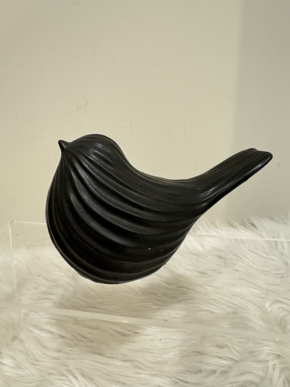 Porcelain Ceramic Black Bird Figure Swedish Statue Sculpture Modern Minimalist