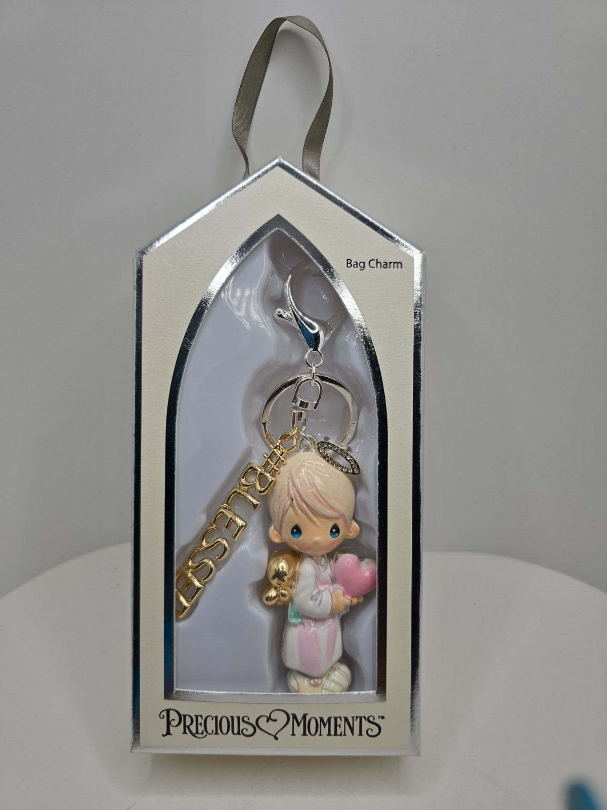 Precious Moments Bag Purse Backpack Charm Key Chain Angel Blessed Boy NIB