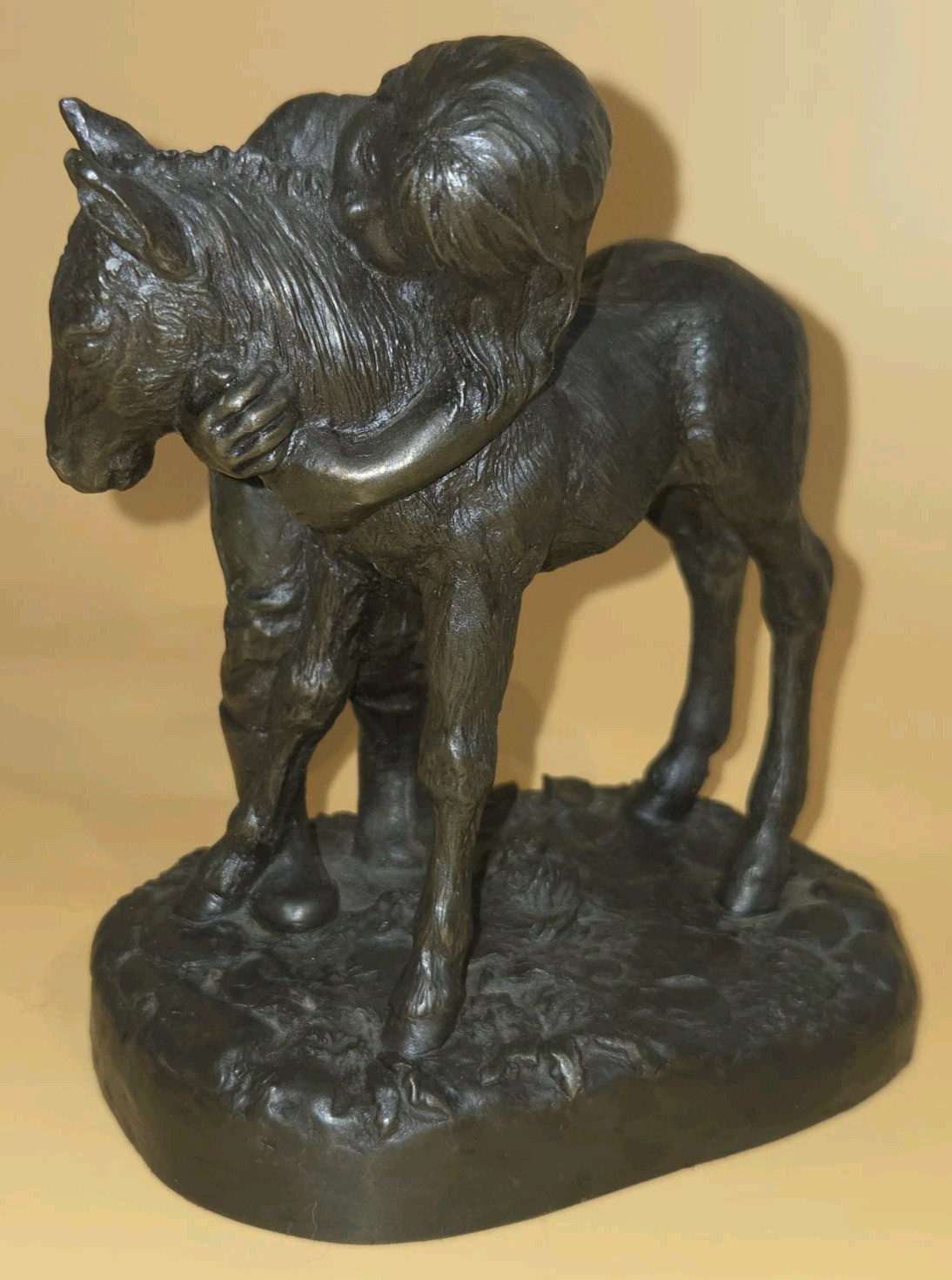 Vtg Heredities Girl Hugging Foal Cold Cast Bronze Figurine Ann P Wynne England