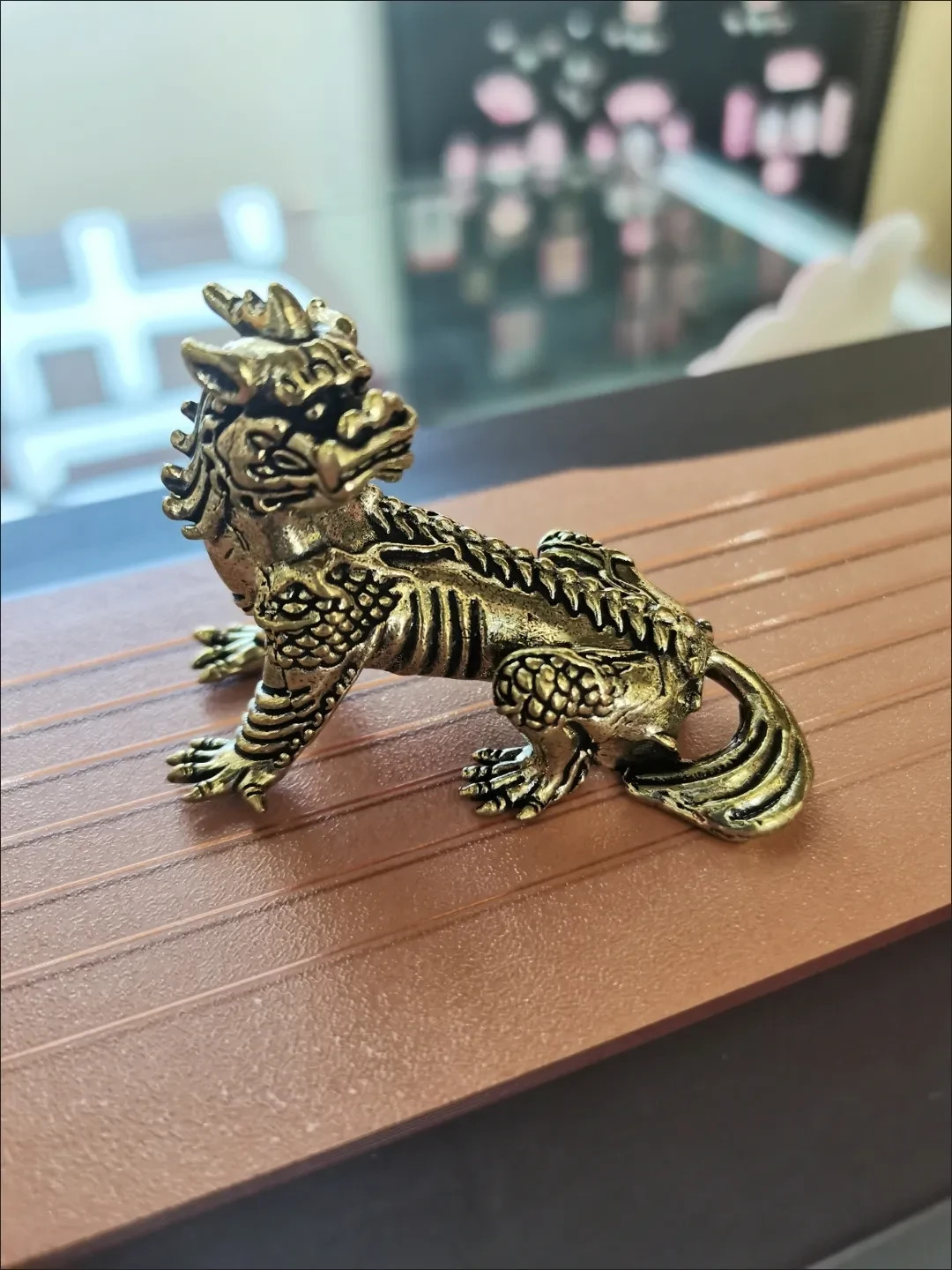 Solid Brass Auspicious Beast 谛听 Statue Tea Pet Table Lucky Wealth Ornament Gift