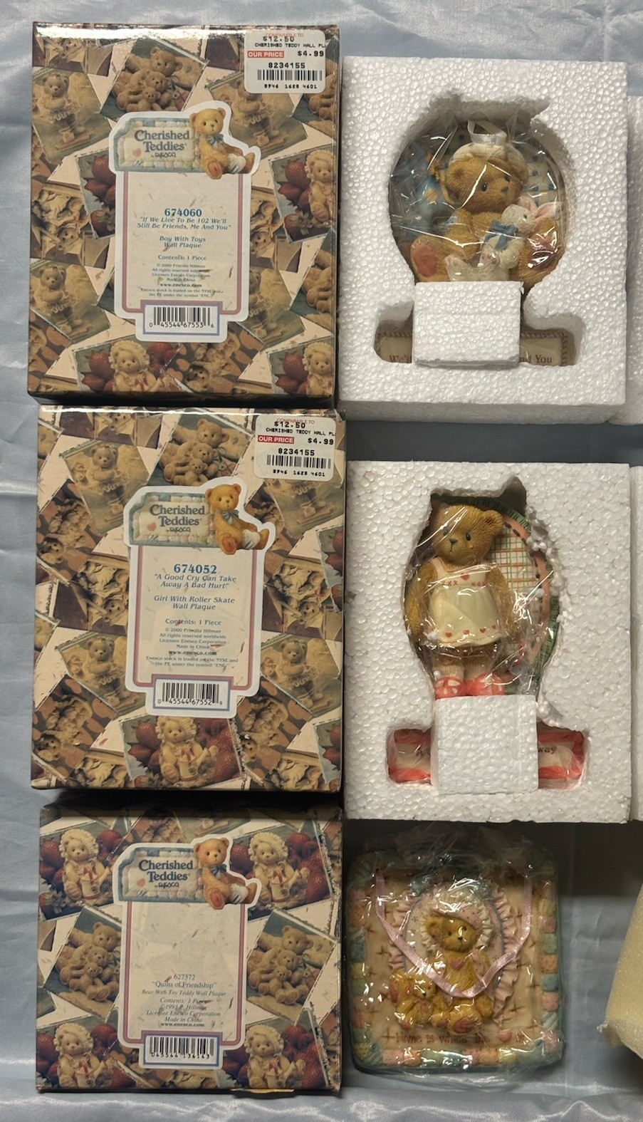Cherished Teddies Wall Plaques New in Box – Lot Of 3 – #674052, #674060, #627372