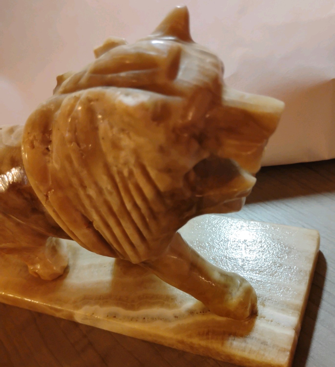 Large Marble Onyx Lion Statue Figure Sculpture Hand Carved paper weight desk
