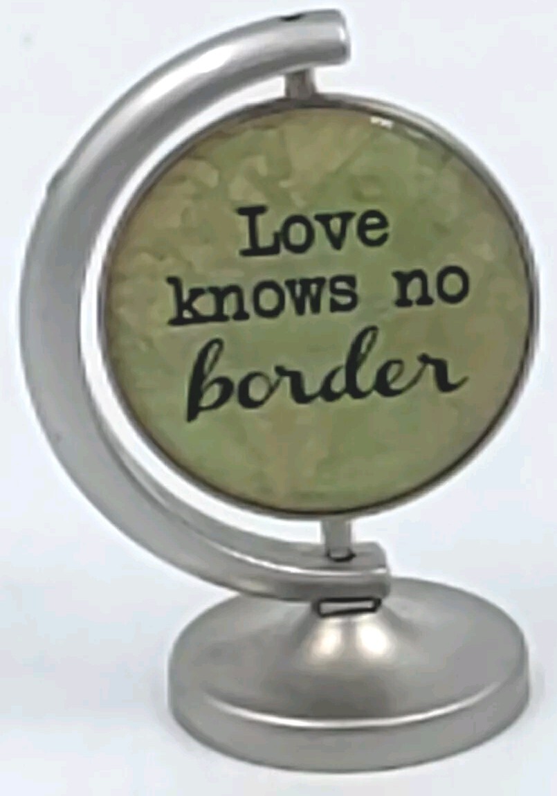 World Traveler Silver Tone Globe Token Figurine Love Knows No Border From Ganz