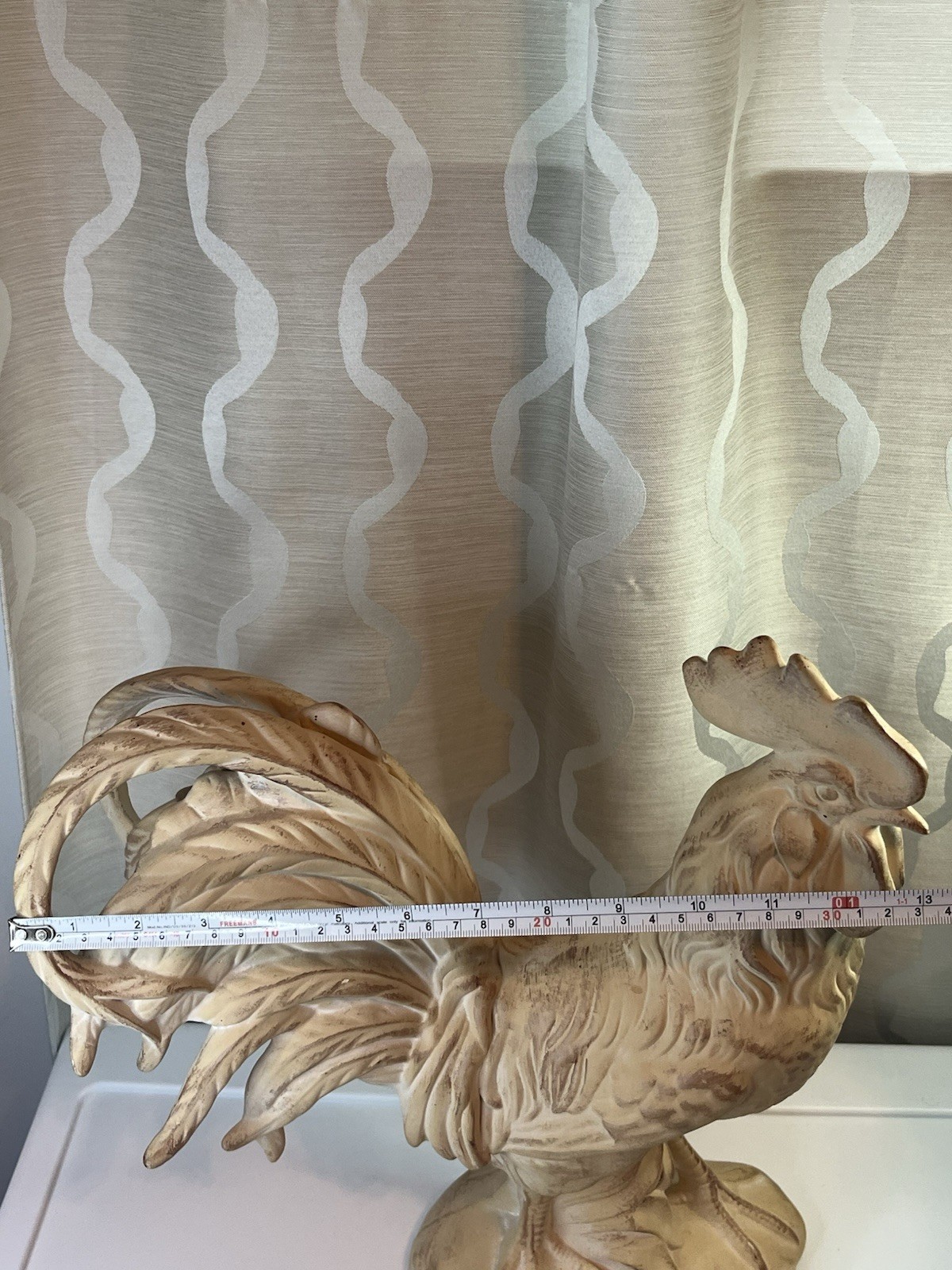Vintage Atlantic Mold Ceramic Bisque Rooster Figurine Statue Large 15 Inches