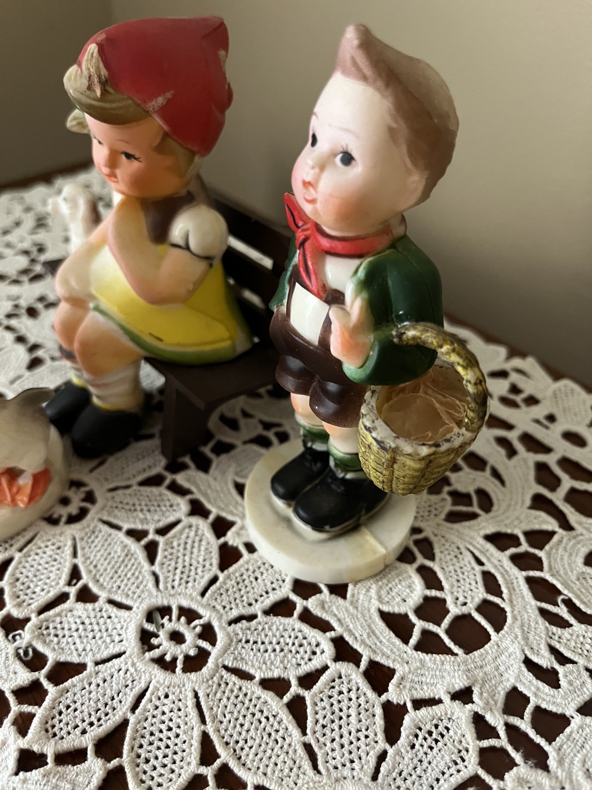 Vintage Hummel Like Figures Hard Plastic German Boy And GIRL Hong Kong