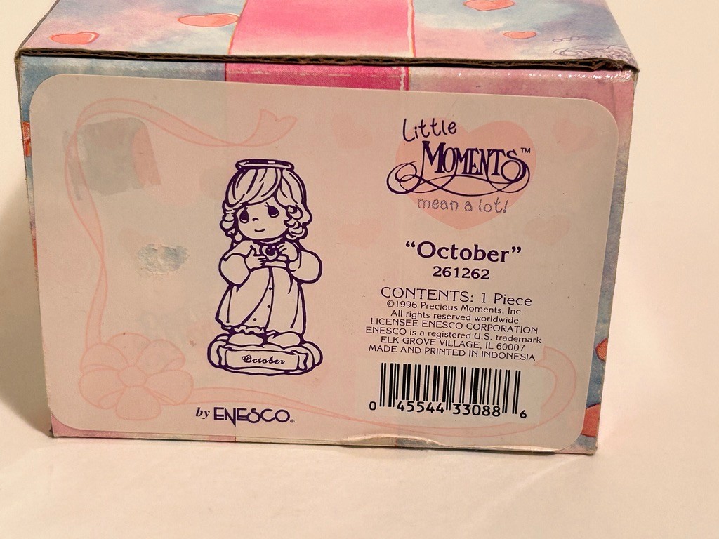 1996 October Precious Moments Figurine Angel of the Month Porcelain w/ Box
