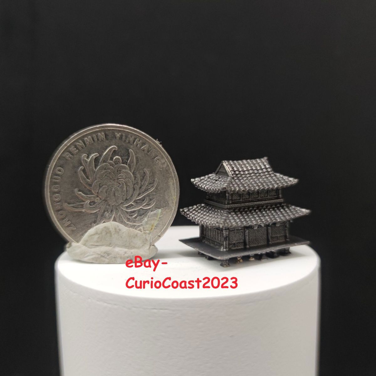Solid Brass Ancient Building Miniature Ornament for Sandbox Scene Decoration