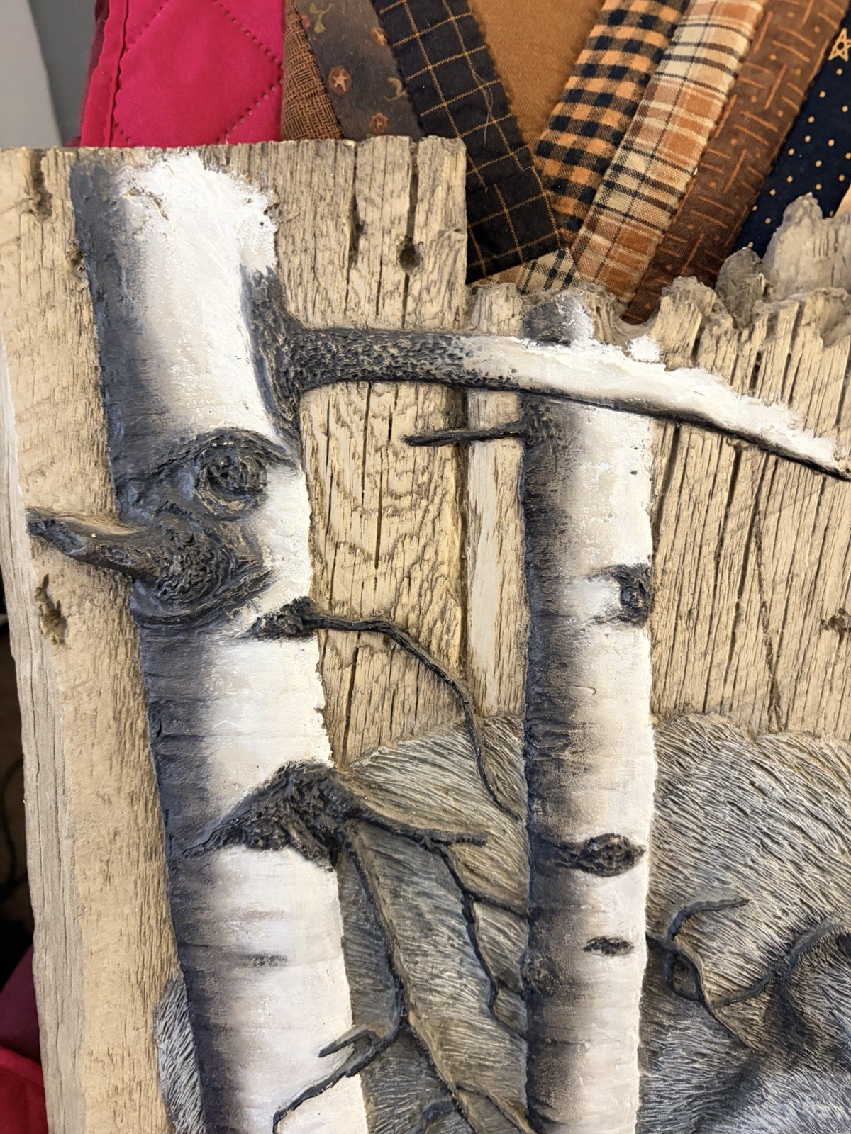 George Turner Ltd Edition Relief Sculpture “GREY WOLF” 1995 Barn Wood W CERT EXC