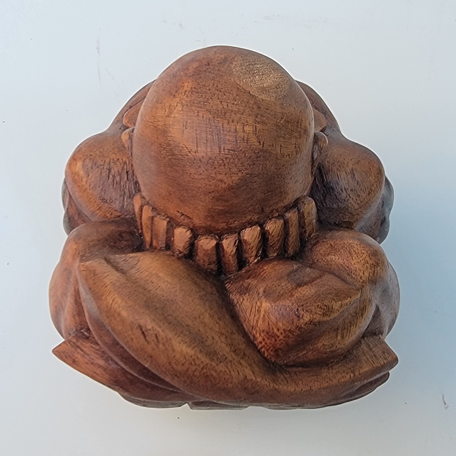 Hand Carved Wood Weeping Buddha Crying Yogi Statue Meditating Figurine