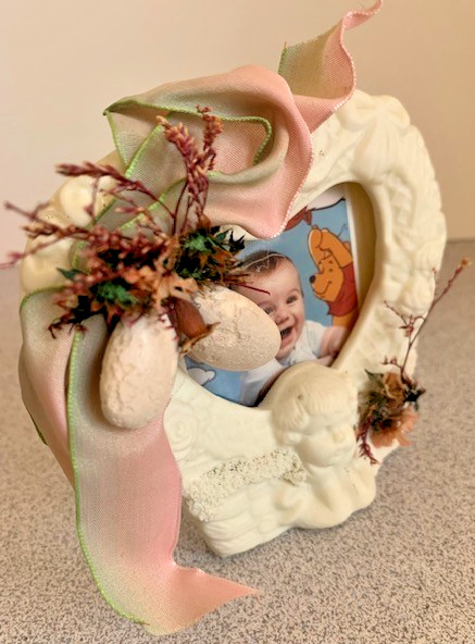Picture Frame Figurine of Angelic Baby Boy / Girl for Baptism or Christening
