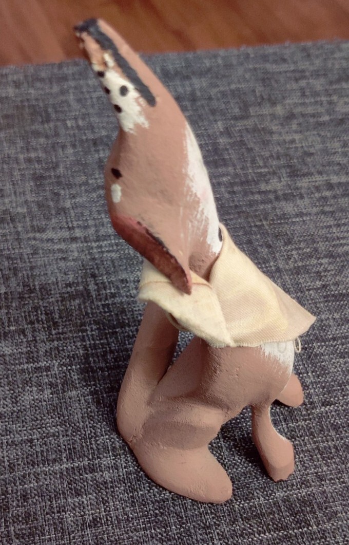 RARE Vtg Artist Hand Carved SW Folk Art Howling Coyote Signed Pete Ortega 6 1/2″