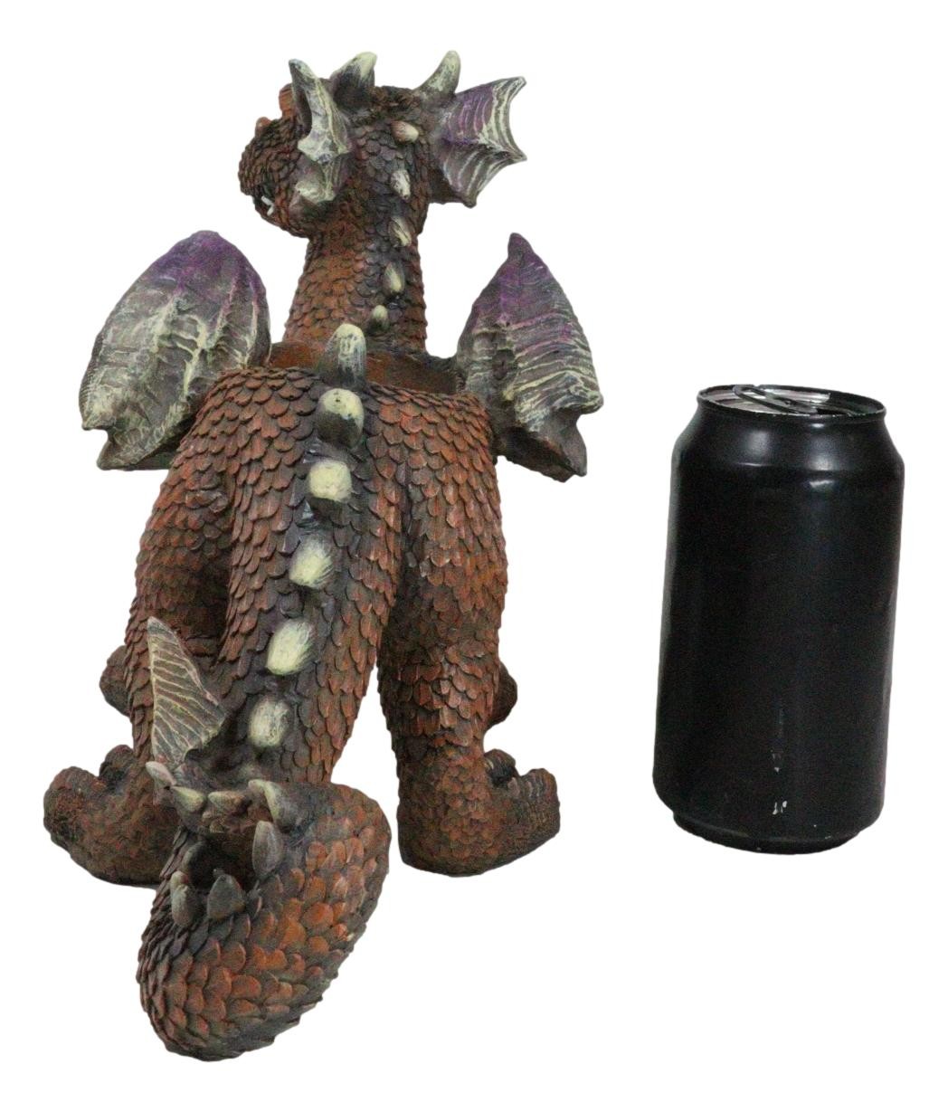 Snuggling Cozy Red Fire Dragon At Rest Planter Pot Garden Decor Figurine 11.25″L