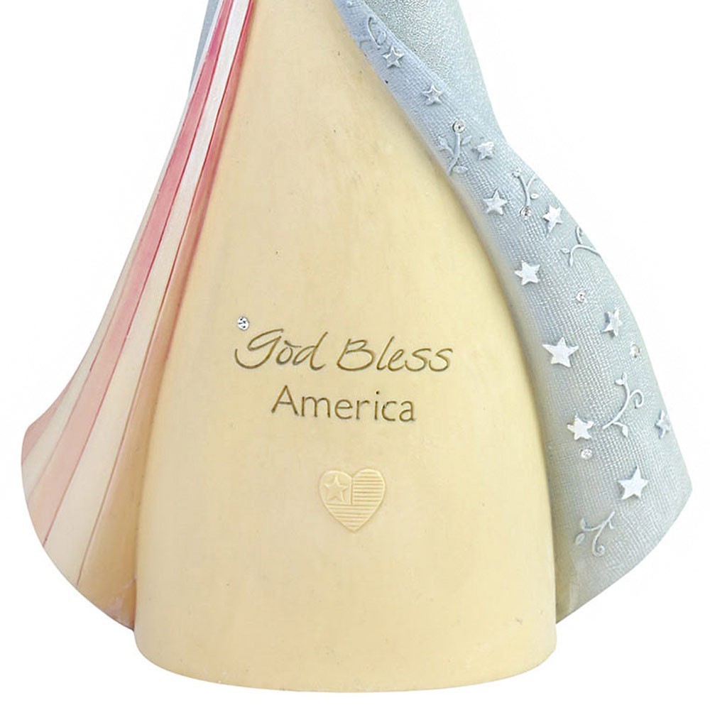 Foundations Patriotic Angel Figurine 7.75in Stone Resin God Bless America
