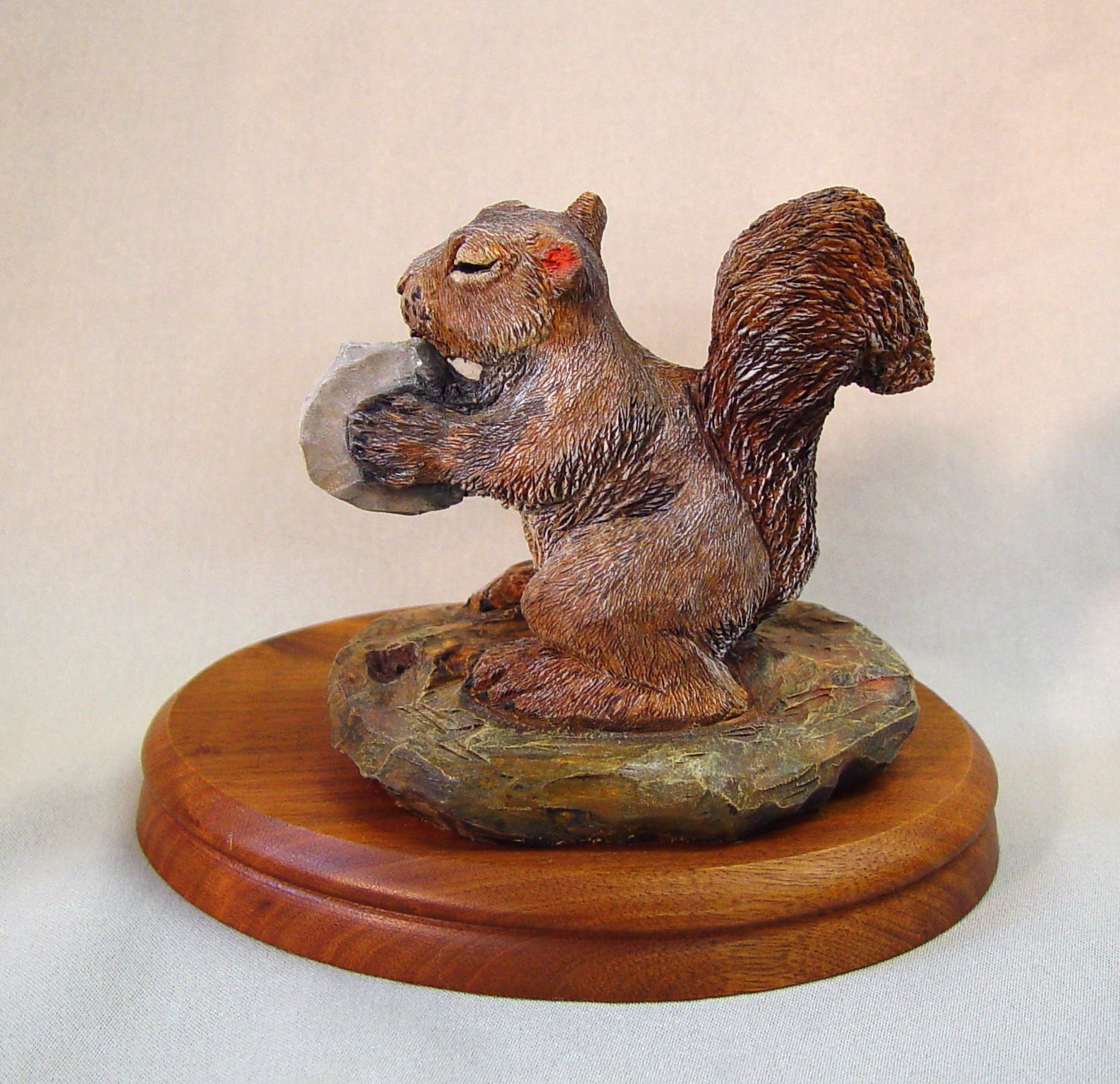 Original Caricature Wood Carving of a Squirrel by CCA Carver Desiree Hajny