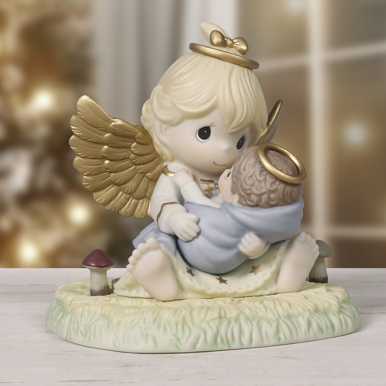 Precious Moments Holy Night Figurine Angel & Baby Jesus Nativity Scene 241033