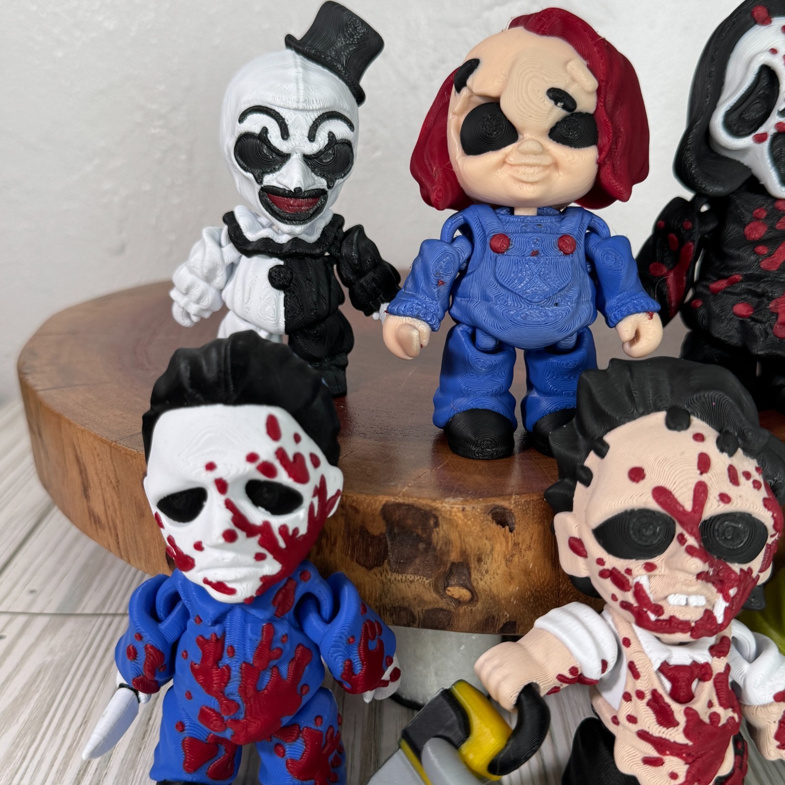 Classic Horror Movie Mini Chibi Figurines 3D Printed Jason, Michael, Art, Chucky