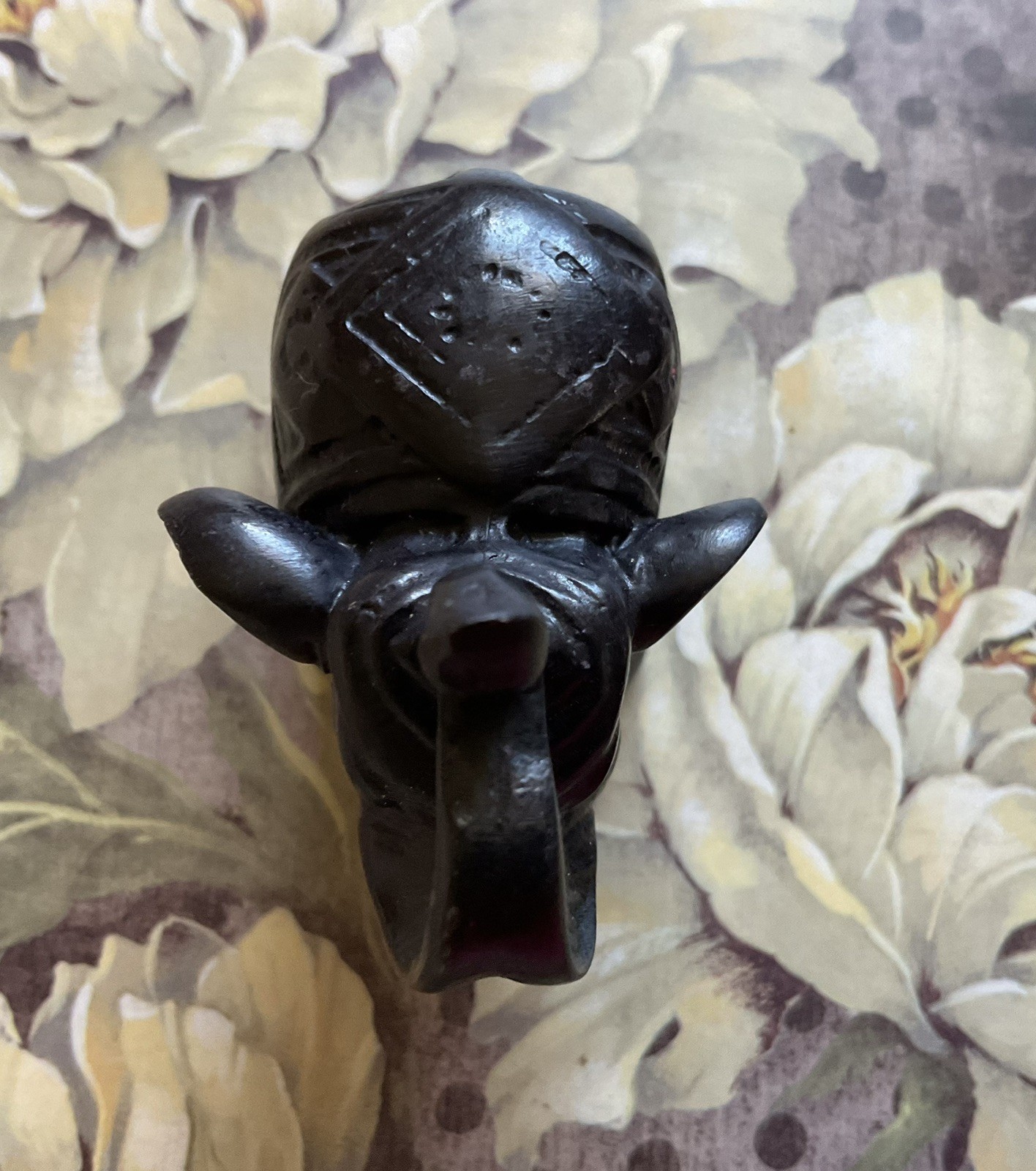 Vintage Black Elephant Miniature Figure from India, Collectible animal 2 x 2”